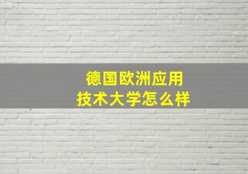 德国欧洲应用技术大学怎么样