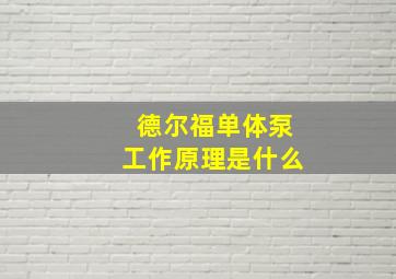 德尔福单体泵工作原理是什么