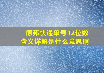 德邦快递单号12位数含义详解是什么意思啊