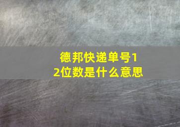 德邦快递单号12位数是什么意思