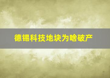 德锡科技地块为啥破产