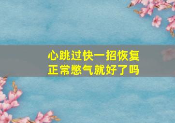 心跳过快一招恢复正常憋气就好了吗