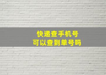 快递查手机号可以查到单号吗