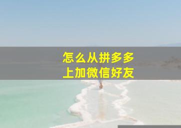 怎么从拼多多上加微信好友