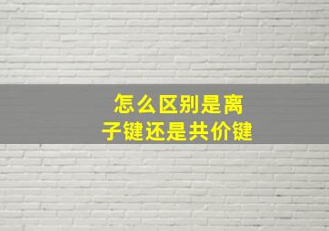 怎么区别是离子键还是共价键