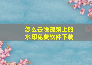 怎么去除视频上的水印免费软件下载