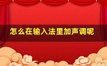 怎么在输入法里加声调呢