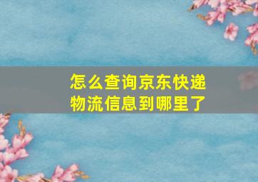 怎么查询京东快递物流信息到哪里了