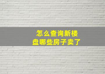 怎么查询新楼盘哪些房子卖了