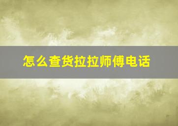 怎么查货拉拉师傅电话