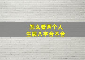 怎么看两个人生辰八字合不合