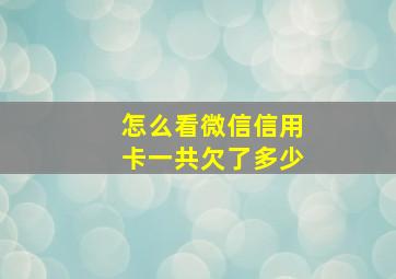 怎么看微信信用卡一共欠了多少