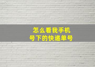 怎么看我手机号下的快递单号