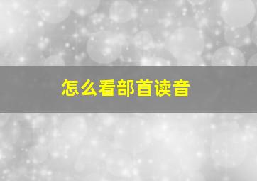 怎么看部首读音