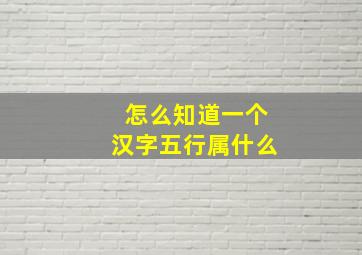 怎么知道一个汉字五行属什么