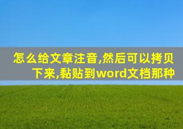 怎么给文章注音,然后可以拷贝下来,黏贴到word文档那种