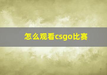 怎么观看csgo比赛