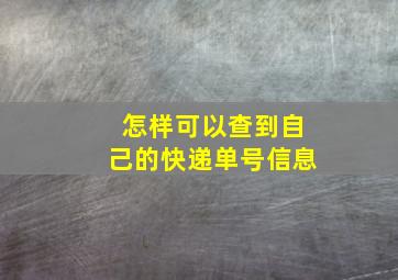 怎样可以查到自己的快递单号信息