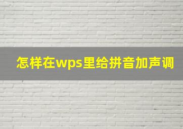 怎样在wps里给拼音加声调