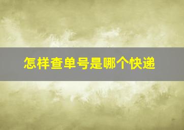 怎样查单号是哪个快递