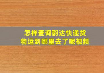 怎样查询韵达快递货物运到哪里去了呢视频