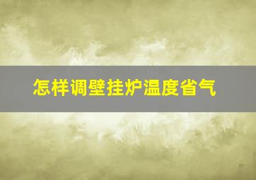 怎样调壁挂炉温度省气