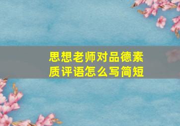 思想老师对品德素质评语怎么写简短