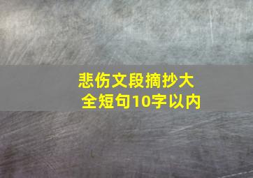 悲伤文段摘抄大全短句10字以内