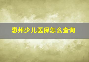 惠州少儿医保怎么查询