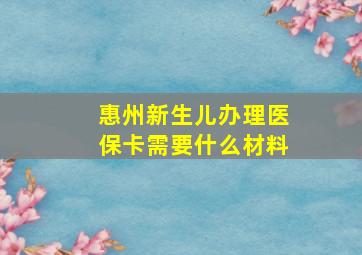 惠州新生儿办理医保卡需要什么材料