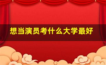 想当演员考什么大学最好