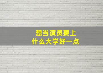 想当演员要上什么大学好一点