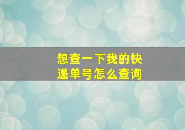 想查一下我的快递单号怎么查询