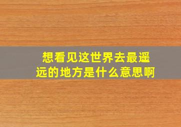 想看见这世界去最遥远的地方是什么意思啊