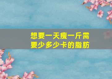 想要一天瘦一斤需要少多少卡的脂肪