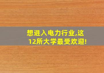 想进入电力行业,这12所大学最受欢迎!