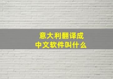 意大利翻译成中文软件叫什么