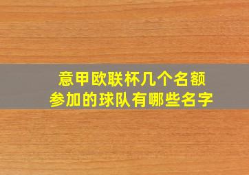 意甲欧联杯几个名额参加的球队有哪些名字