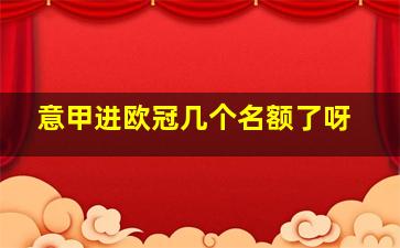 意甲进欧冠几个名额了呀