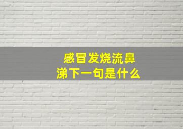 感冒发烧流鼻涕下一句是什么