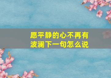 愿平静的心不再有波澜下一句怎么说