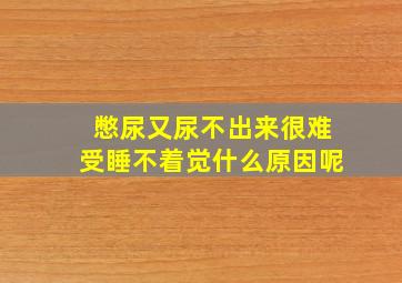 憋尿又尿不出来很难受睡不着觉什么原因呢