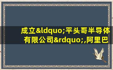 成立“平头哥半导体有限公司”,阿里巴巴起名真的任性