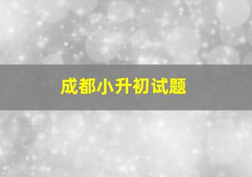 成都小升初试题