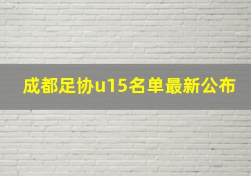 成都足协u15名单最新公布