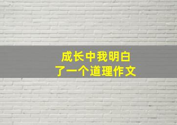 成长中我明白了一个道理作文