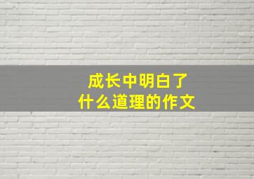 成长中明白了什么道理的作文