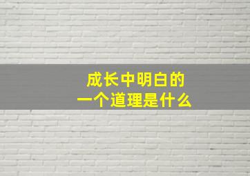 成长中明白的一个道理是什么