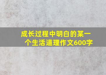 成长过程中明白的某一个生活道理作文600字