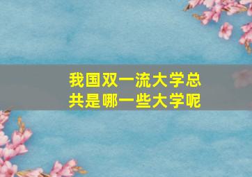 我国双一流大学总共是哪一些大学呢